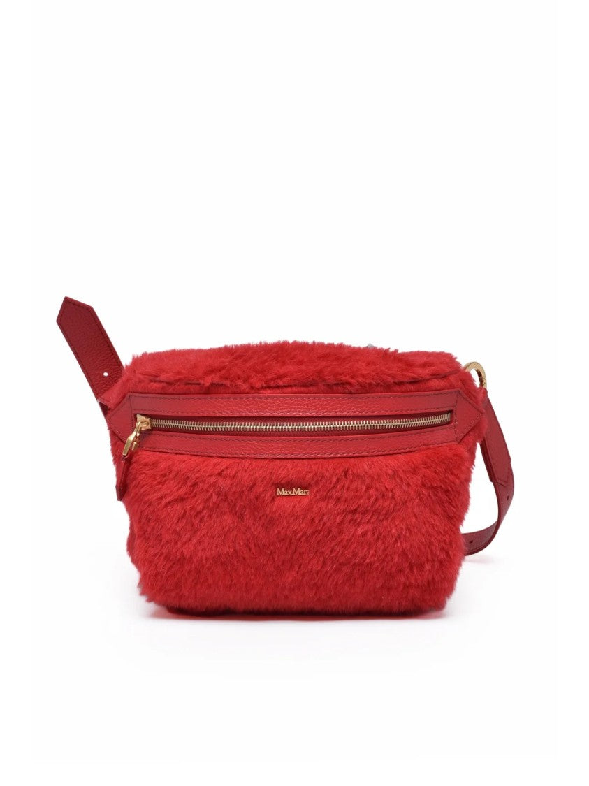Max Mara Plush Shoulder Bag With Furry Exterior And Zip Closure