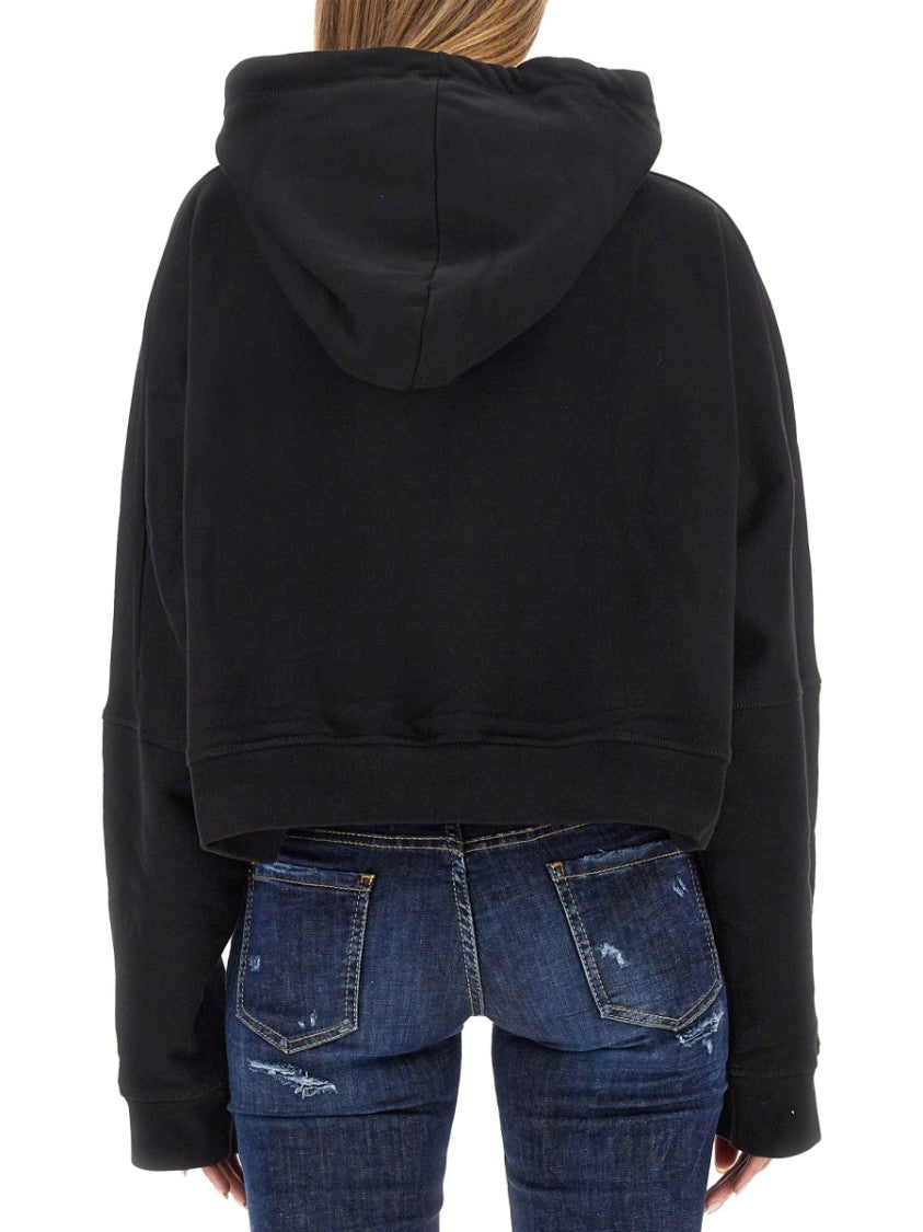 Dsquared2 Cropped Hoodie With Bold Logo