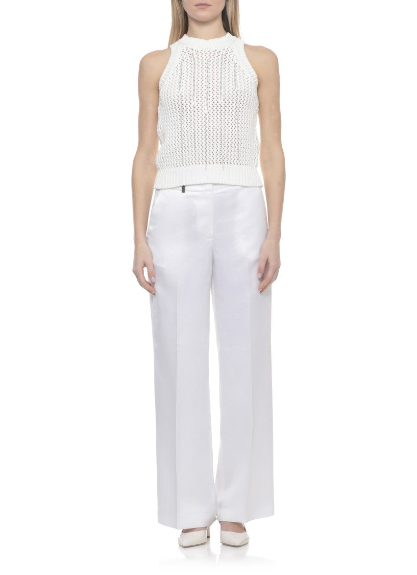 Peserico Ivory Metal Detail Knitted Cotton Tank Top