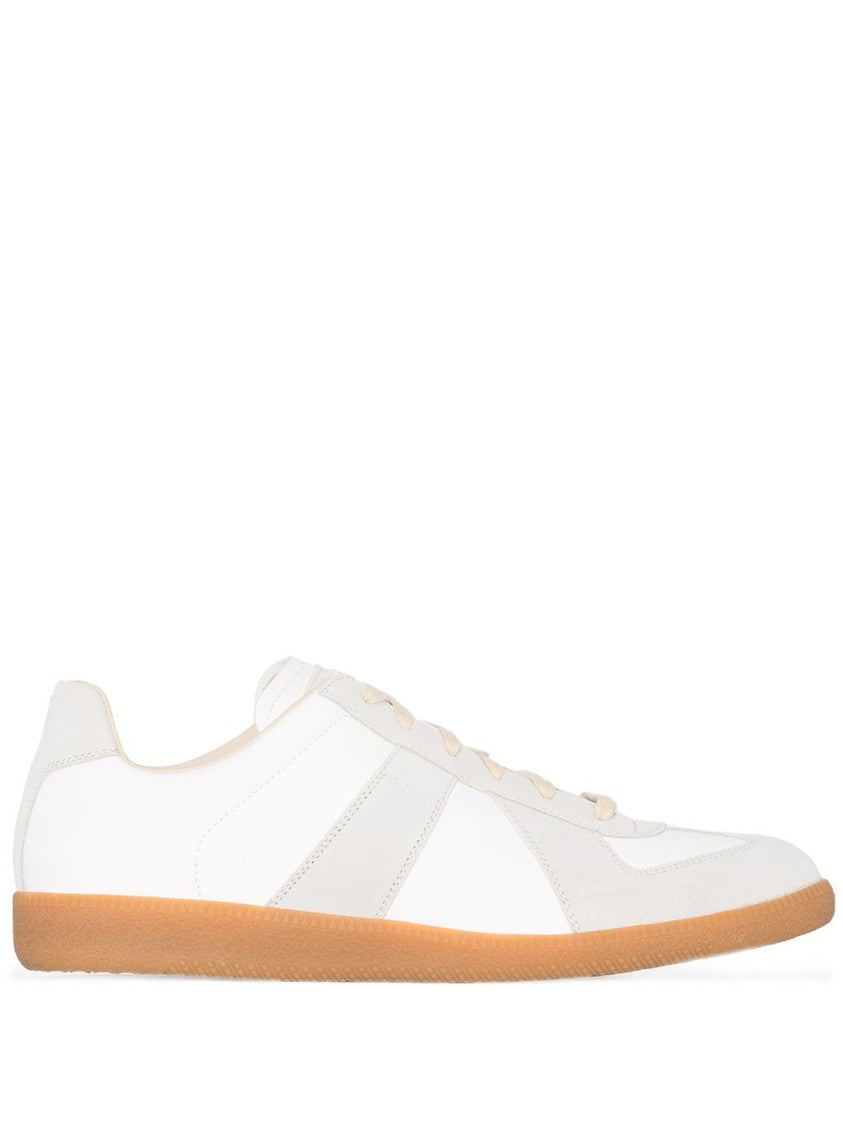 Maison Margiela Calfskin White Sneakers With Grey Accents