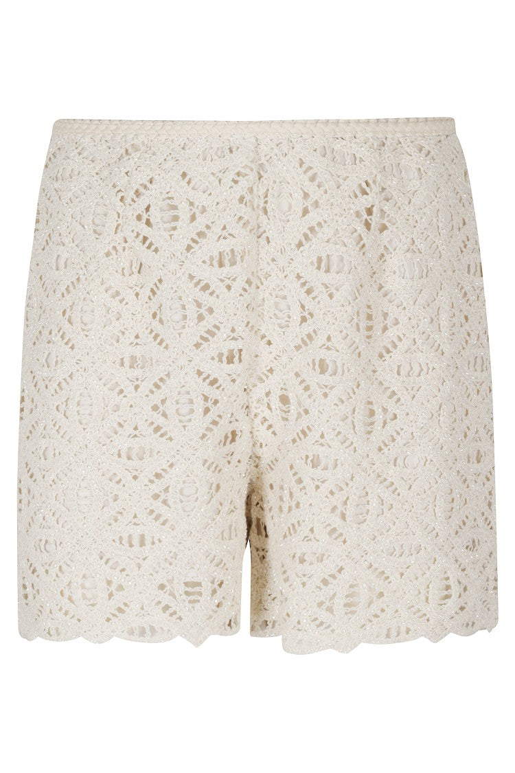 Sabina Musayev Ciello Lace-Trimmed Cotton Shorts