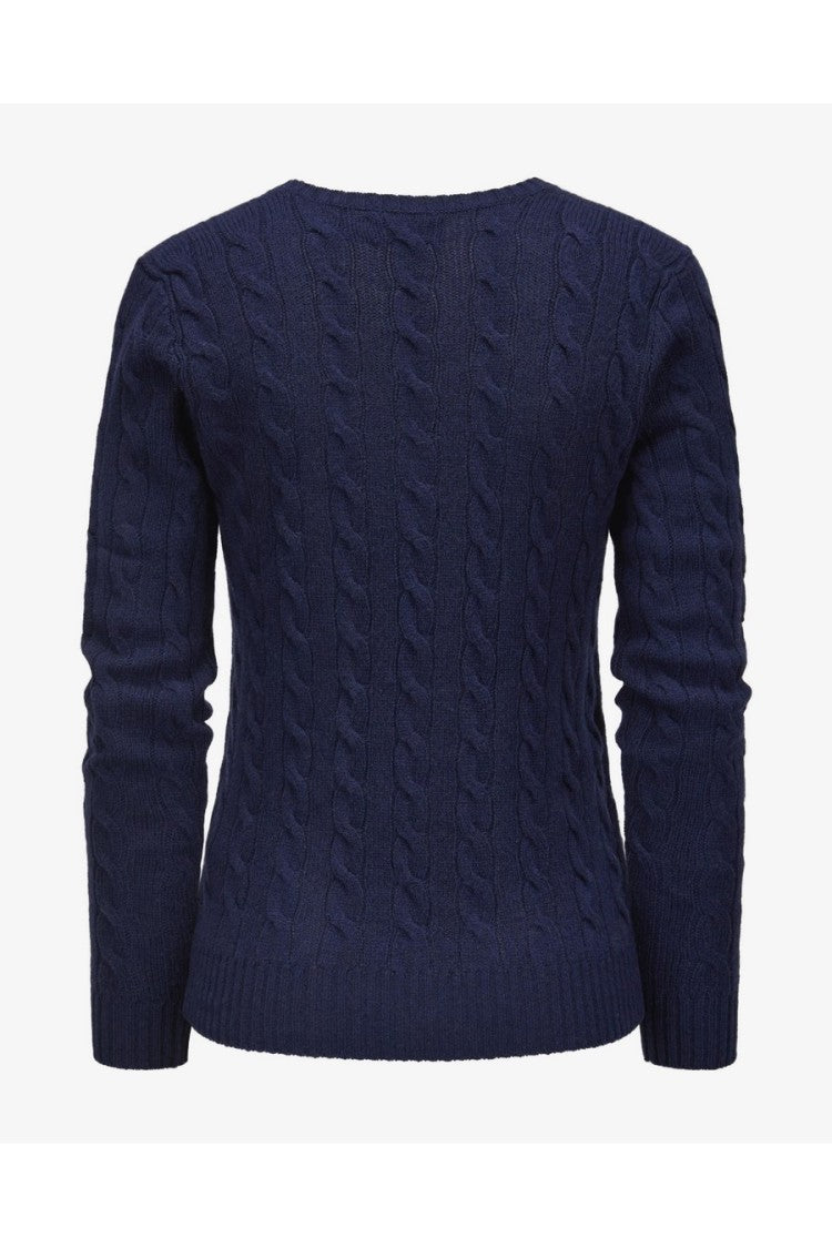 Polo Ralph Lauren Navy Cable-Knit V-Neck Wool-Cashmere Sweater