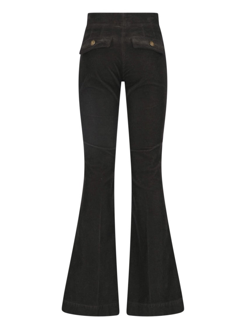 Seafarer Flared High-Waisted Pants In Stretch Ribbed Velvet