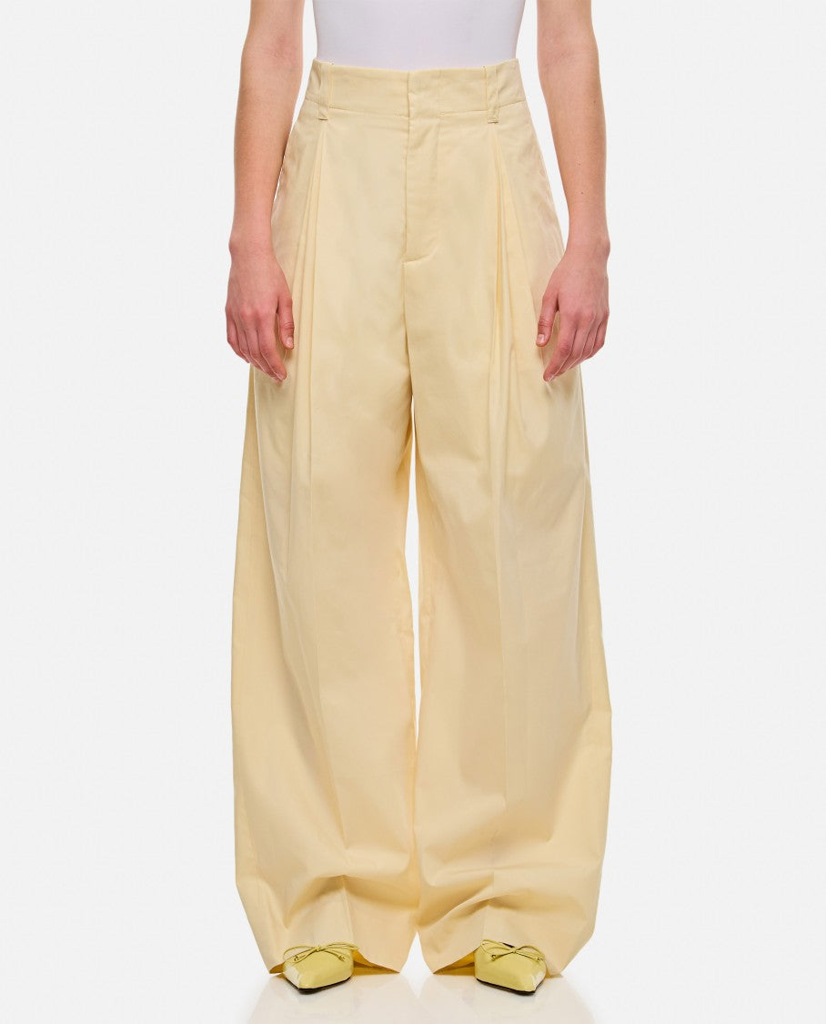Bottega Veneta Wide Silk And Cotton Trousers