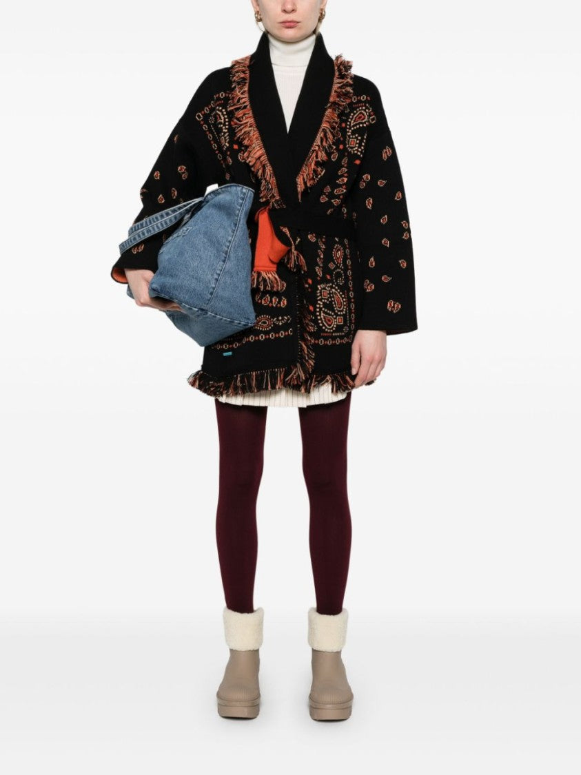 Alanui Intricately Patterned Black Cashmere Sweater