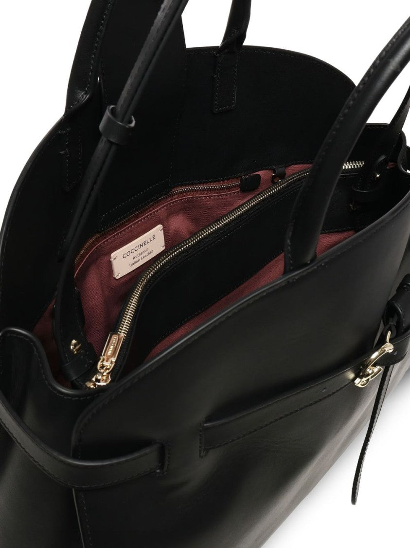 Coccinelle Structured Black Calf Leather Handbag