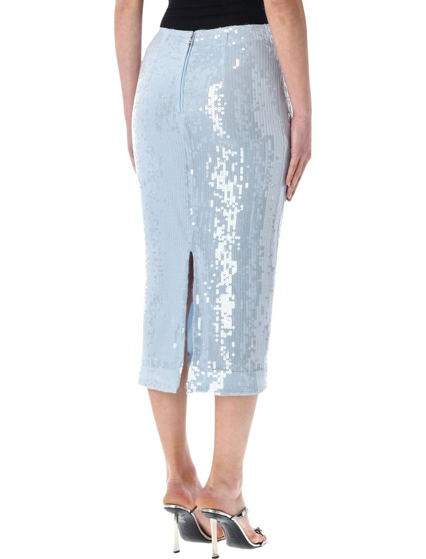 Rotate Sequined Fitted Back Zipper Midi Skirt