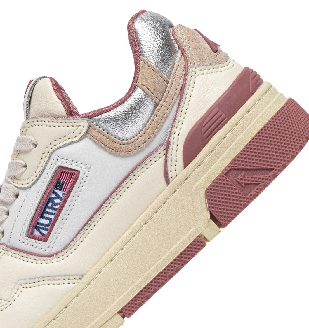 Autry Clc Low Leat Lam Wht Rose Sneakers