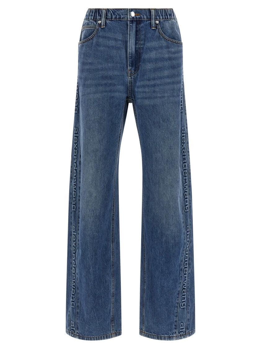 Denim X Alexander Wang Wide-Leg Denim Jeans With Embossed Logo Detail