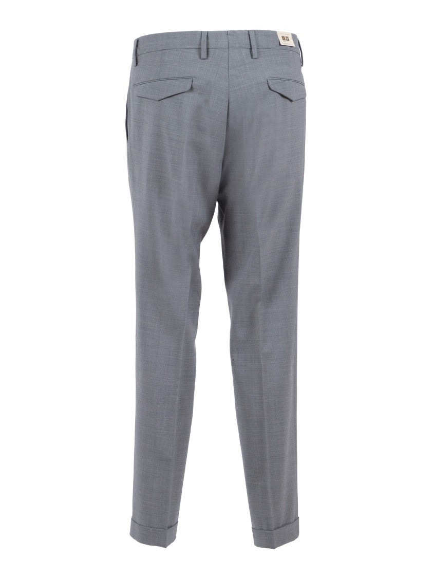 Briglia Grey Tailored Flap Straight-Leg Pants