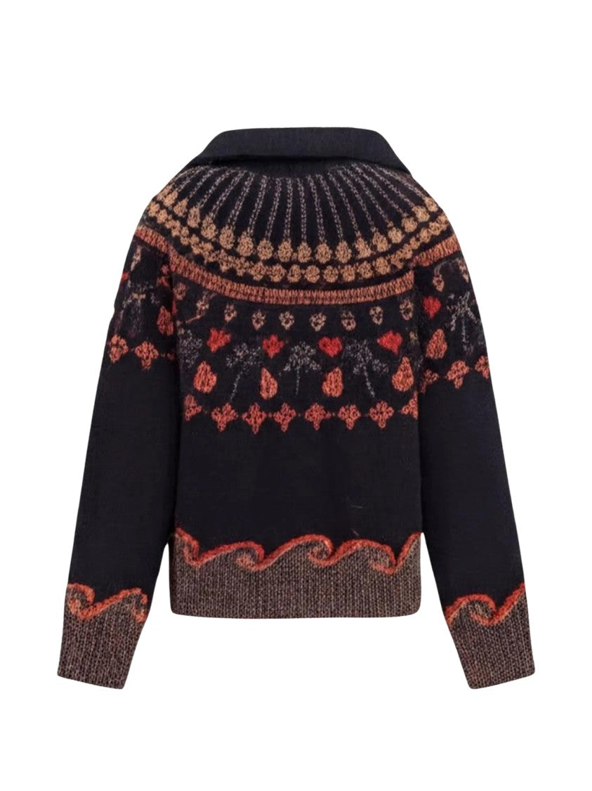 Alanui Multicolor Geometric Floral Knit Jacket