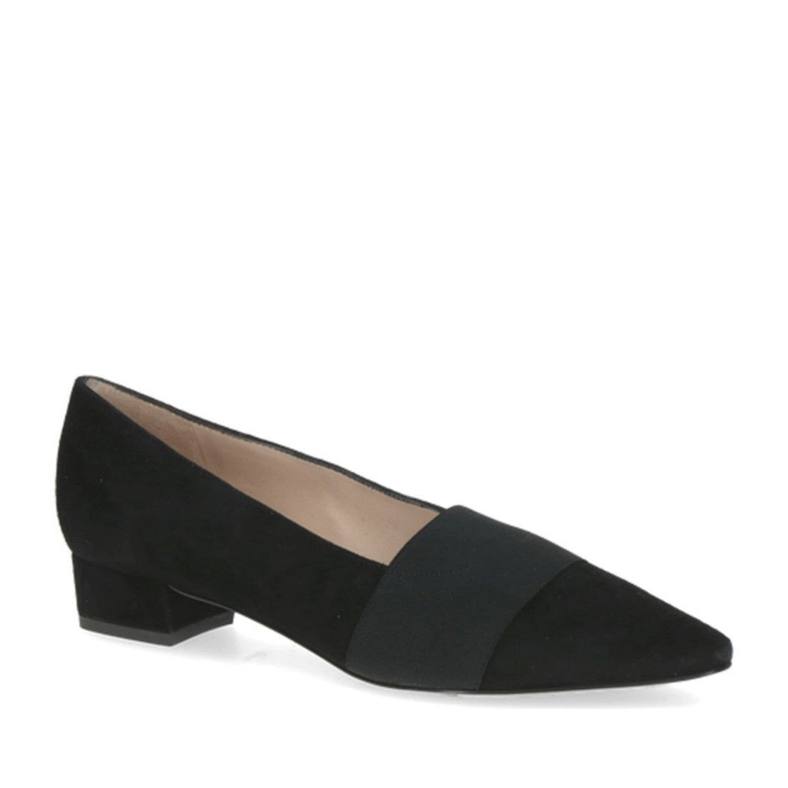 Peter Kaiser Black Pointed Toe Elastic Band Low-Block Heel Dress Pumps