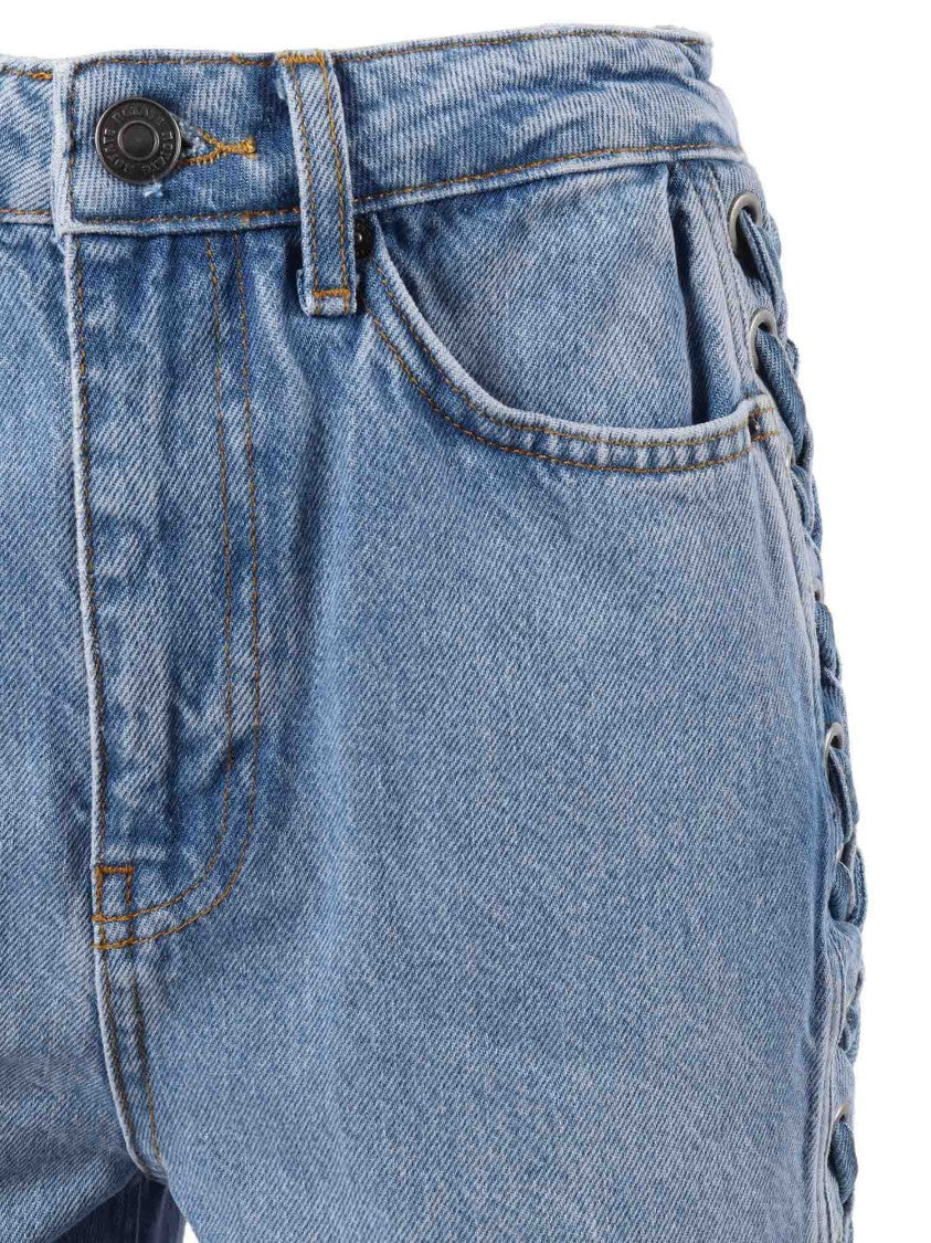 Rotate Blue Hydrangea Twisted Lacing Jeans