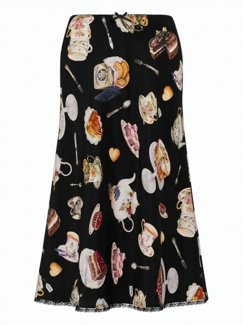 Moschino Pastel Dessert Print Midi Skirt