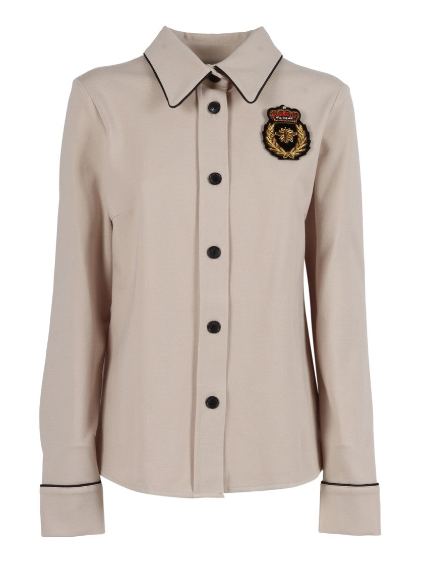 Shirt A Porter Classic Collar Shirt With Piping And Decorative Embroidery