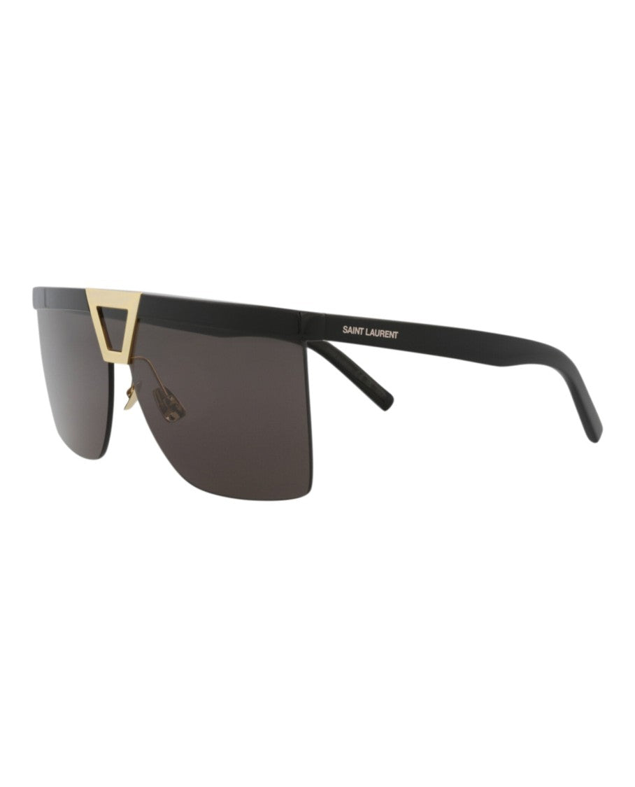 Saint Laurent Shield-Frame Acetate Sunglasses With Gold-Tone Accents