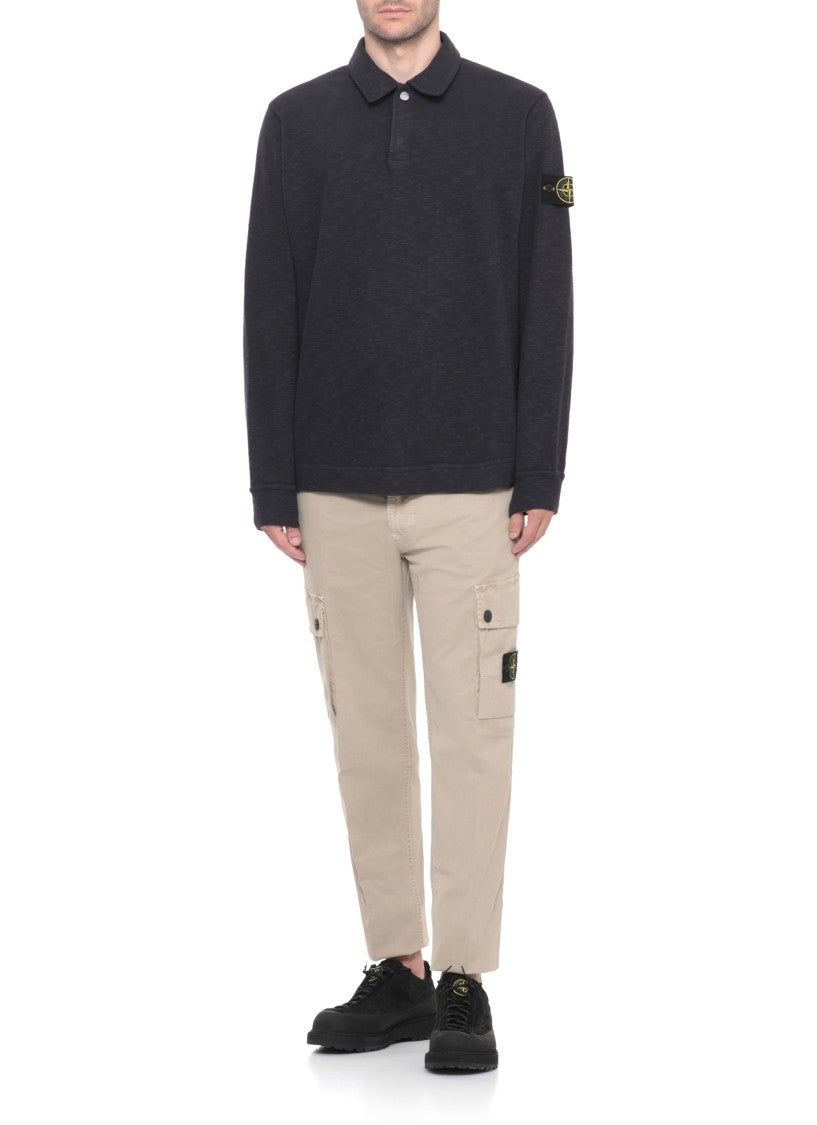 Stone Island Polo Collar Cotton Sweatshirt