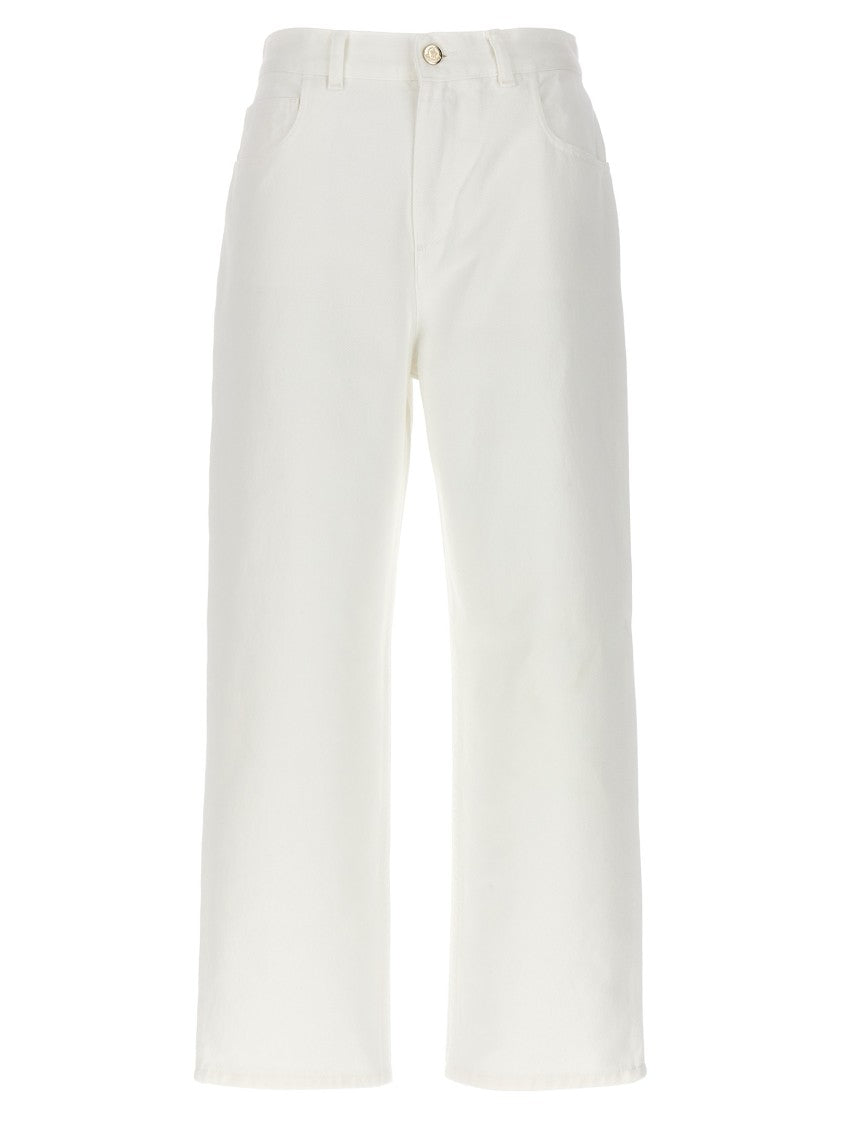 Moncler Cropped Straight Leg Jeans With Minimalist Design