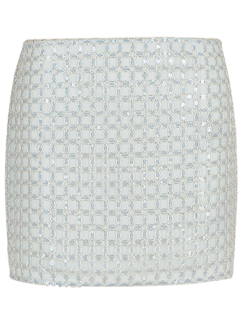 Rotate Beaded' Beige Polyester Miniskirt