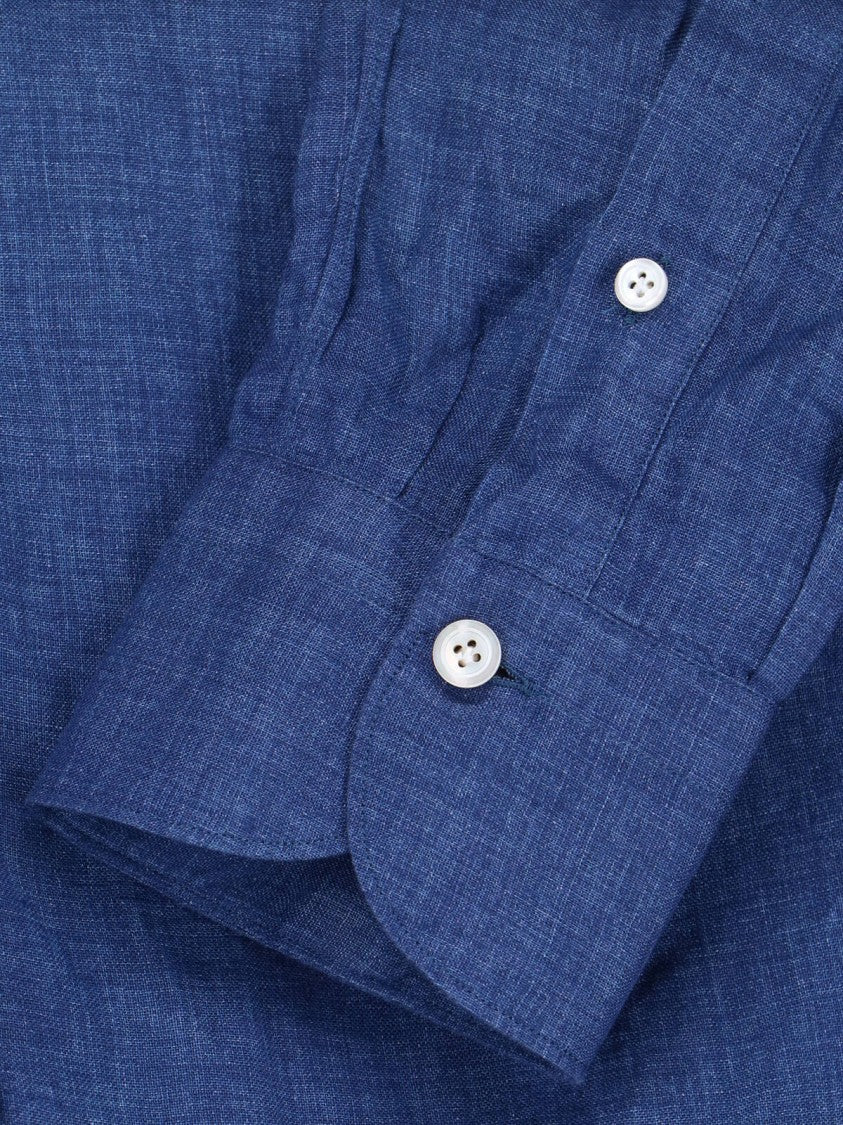 Finamore Blue Gaeta Linen Shirt