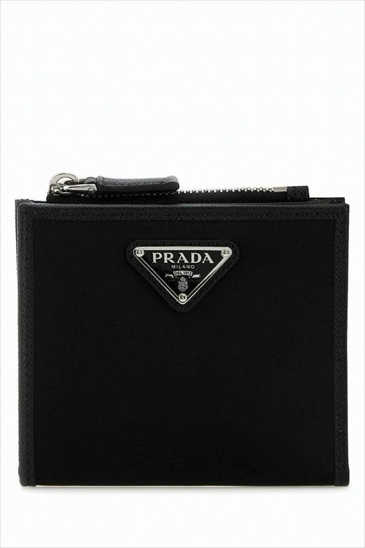 Prada Compact Black Wallet With Zip Closure