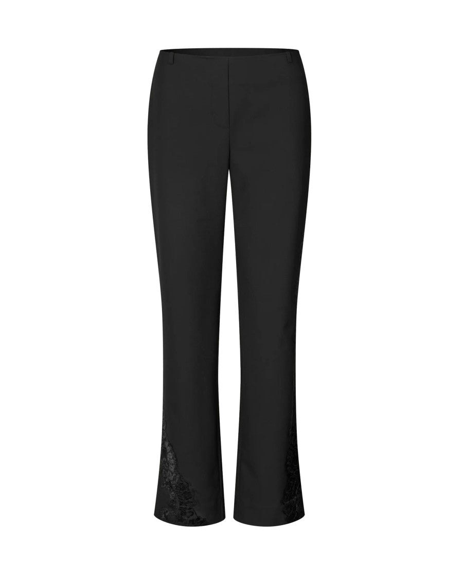 Samsøe Samsøe Black Sarhino Lace-Trim Straight-Leg Pants