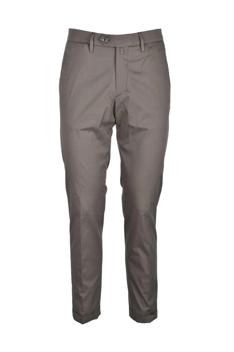 Bsettecento Tailored Green Trousers With Mid-Rise Waist And Minimalist Design
