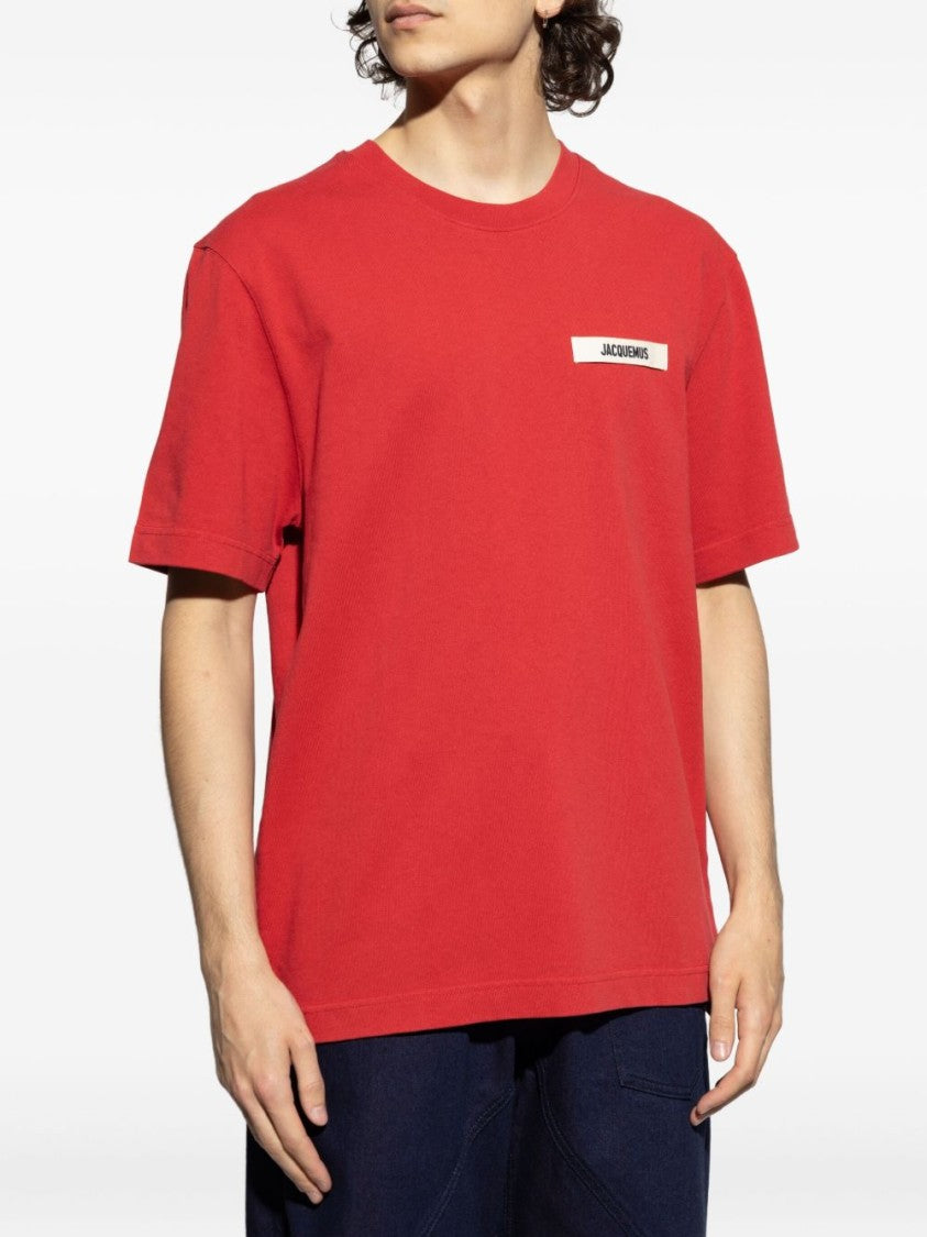 Jacquemus Red Logo Patch Crew Neck T-Shirt