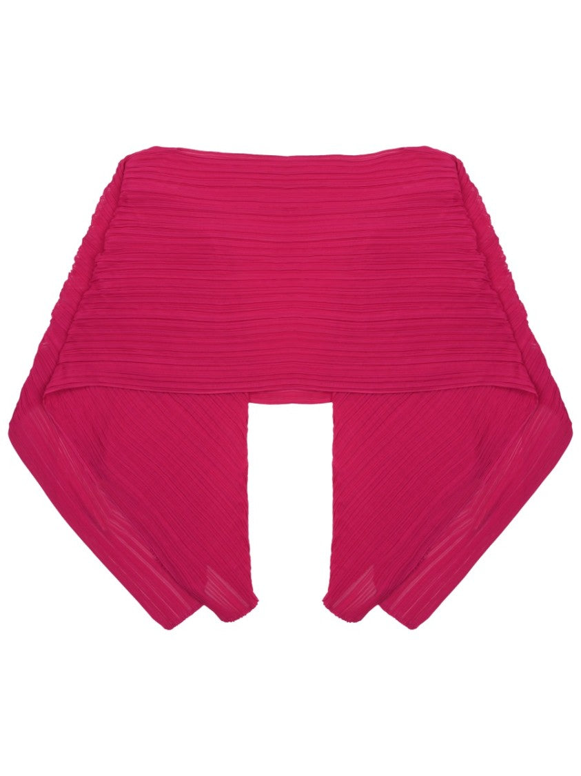 Pleats Please Issey Miyake Pleated Fuchsia Cape With Sculptural Design