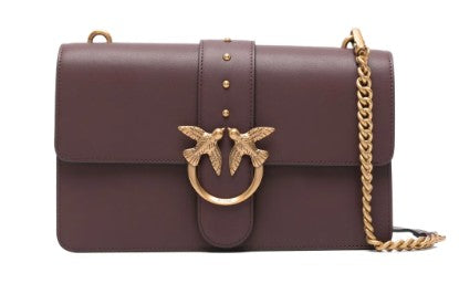 Pinko Structured Brown Bag With Gold-Tone Embellishment