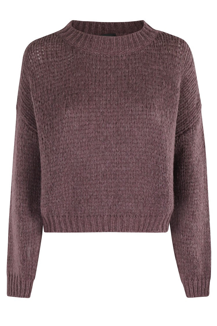 Roberto Collina Bordeaux Crew Neck Sweater In Textured Knit