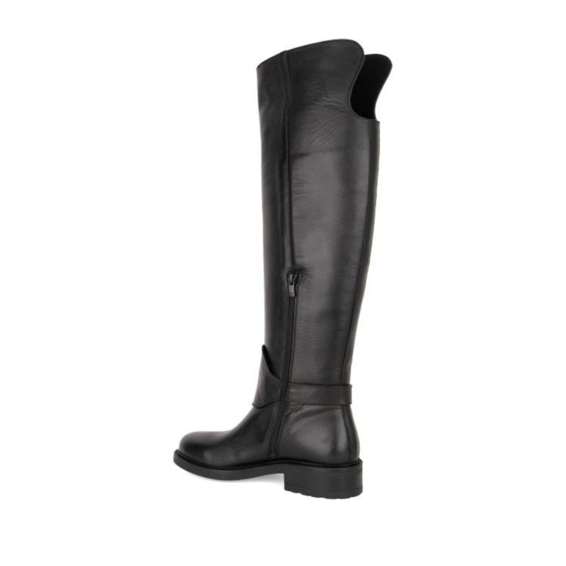 Sergio Moretti Black Ankle Strap Minimalist Knee-Height Leather Boots