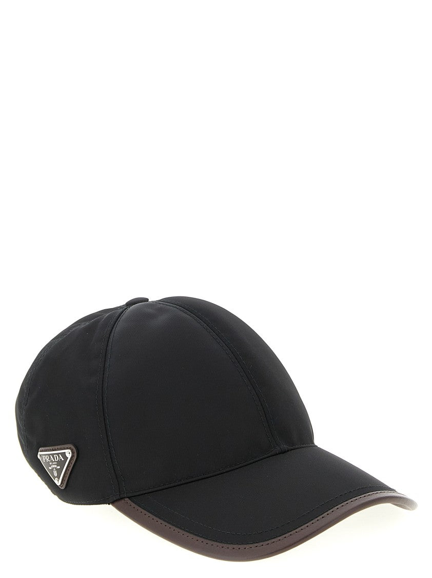 Prada Structured Black Nylon Cap With Enameled Logo