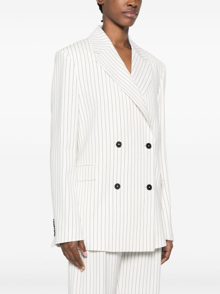 Loulou Studio White Striped Blazer