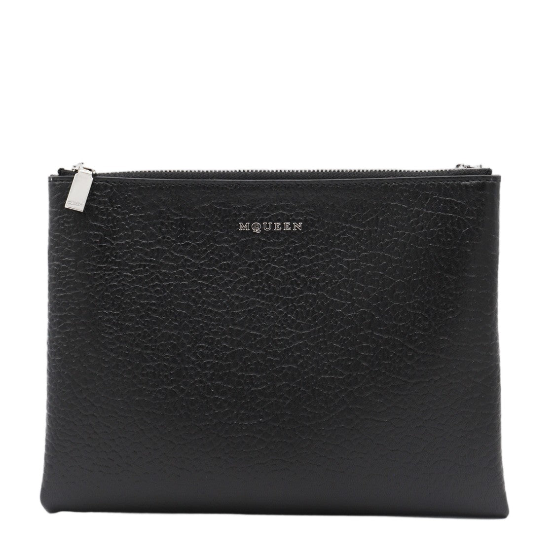 Alexander Mcqueen Textured Black Rectangular Bag With Zippered Closure