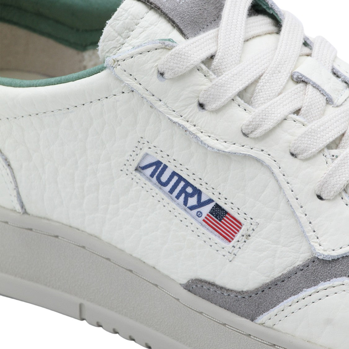 Autry Textured White Leather Sneakers With Suede Accents