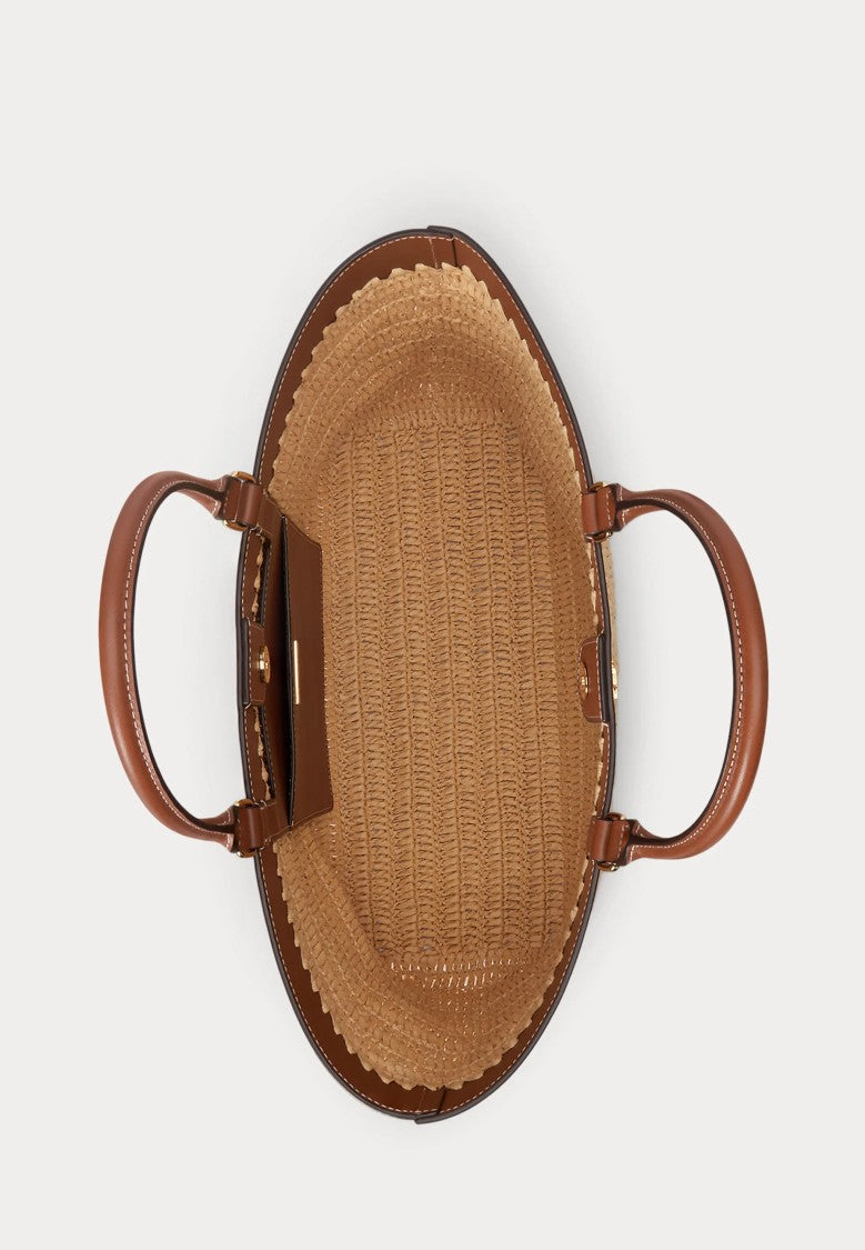 Lauren Ralph Lauren Woven Straw Tote Bag With Scalloped Edge