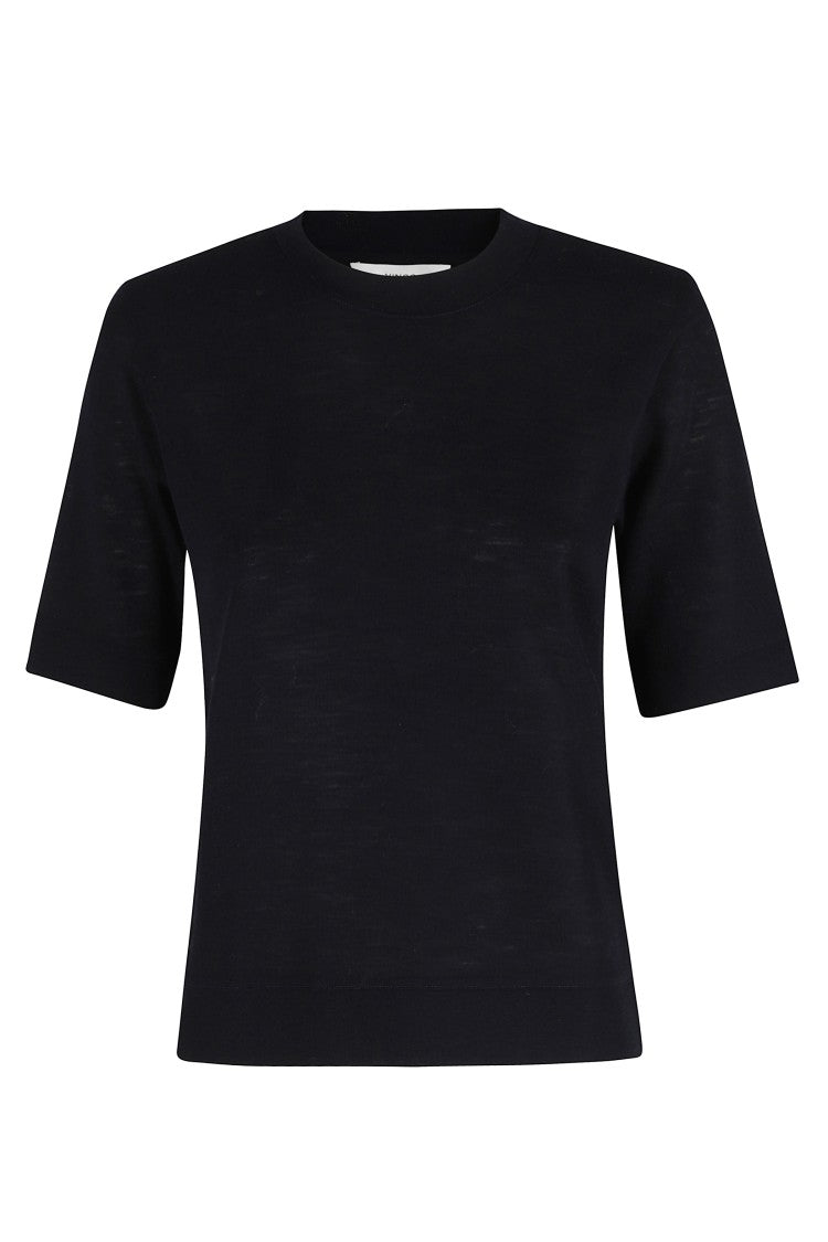 Vince Blue Shrunken-Pattern Sweater