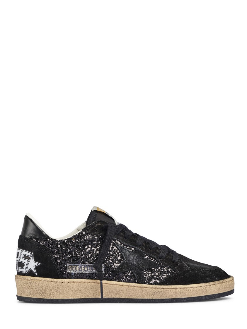 Golden Goose Glitter-Embellished Low-Top Sneakers With Suede Toe And Vintage Accents