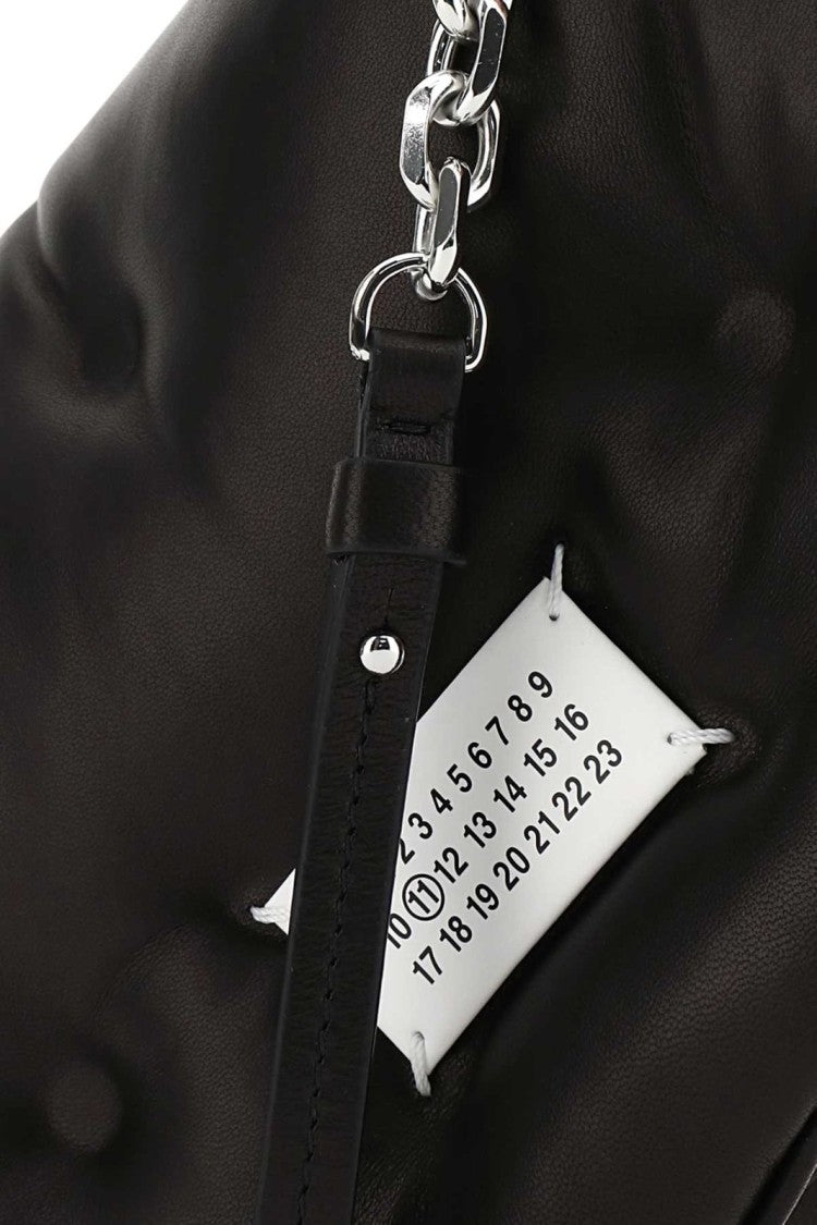 Maison Margiela Rectangular Nappa Leather Shoulder Bag With Silver Chain Strap