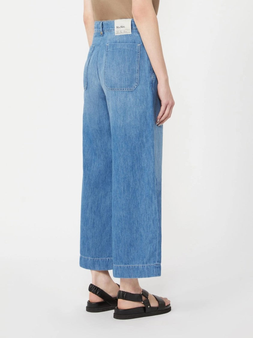 Max Mara Blue Smmastice Wide-Leg High Denim Culottes