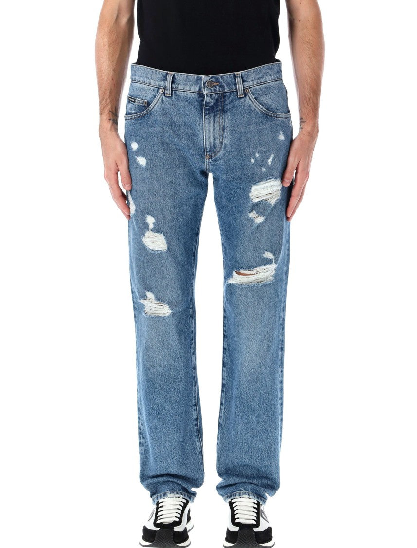 Dolce & Gabbana Relaxed-Fit Distressed Denim Jeans