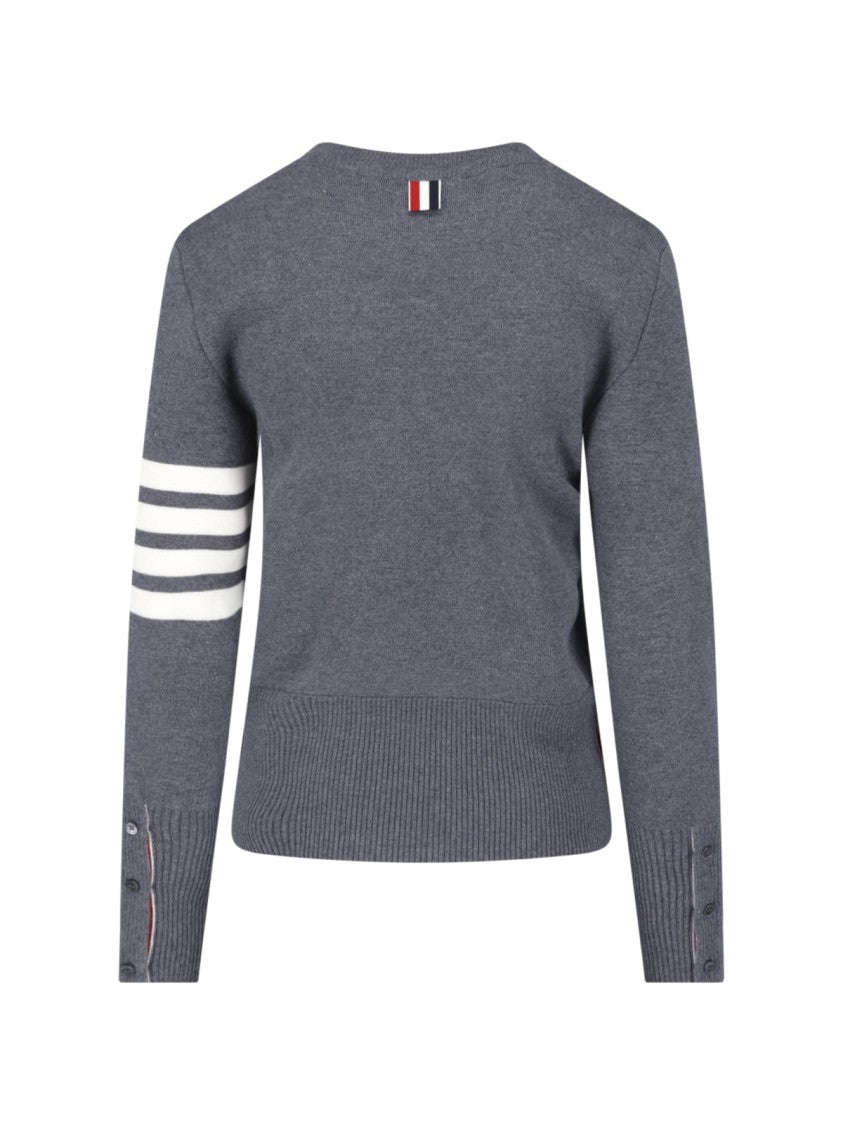 Thom Browne Crew Neck Sweater With Bold Stripe Accents