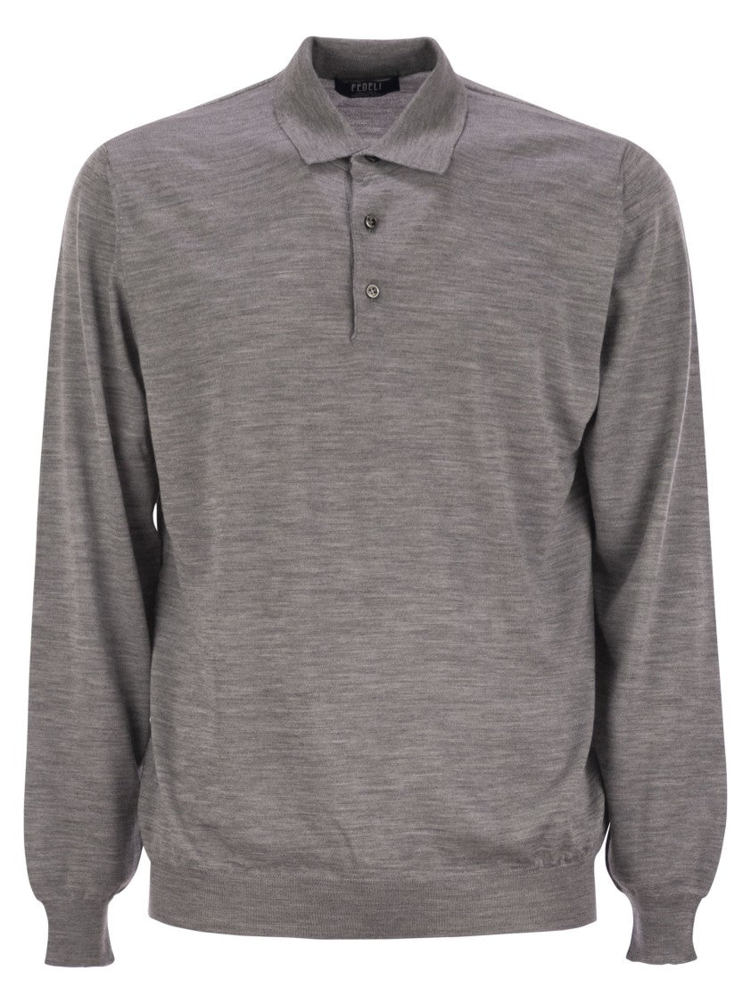 Fedeli Three-Button Virgin Wool Polo Shirt
