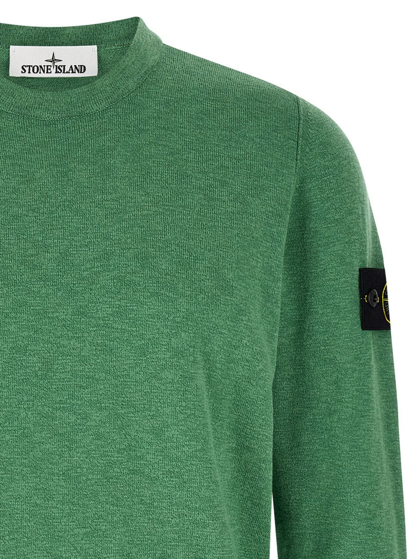 Stone Island Crew Neck Green Knit Sweater