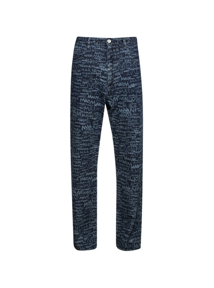 Marni Relaxed Fit Jeans With Unique All-Over Print