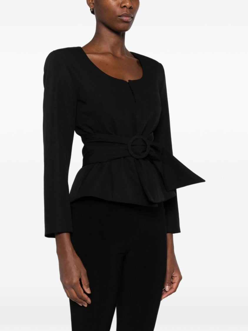Jacquemus Structured Black Jacket With Cinched Waist And Bold Belt