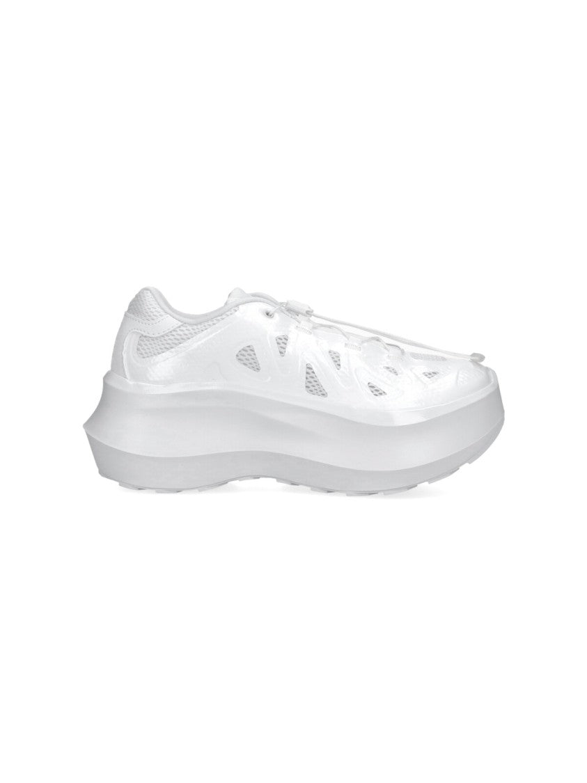 Comme Des Garçons White Futuristic Sculpted Sole Mesh Sneakers