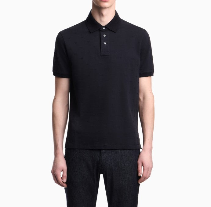Emporio Armani Micro Eagle Jacquard Jersey Polo Shirt