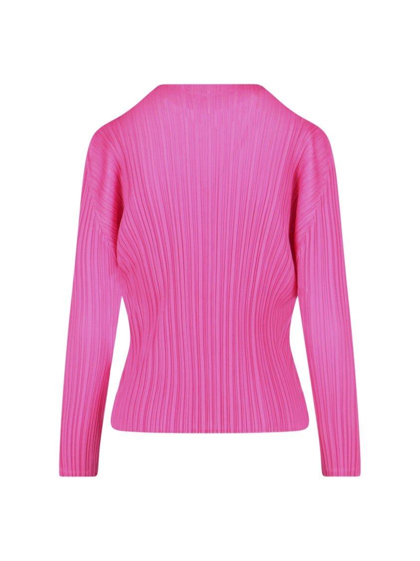 Pleats Please Pink Pleated High-Neck Top